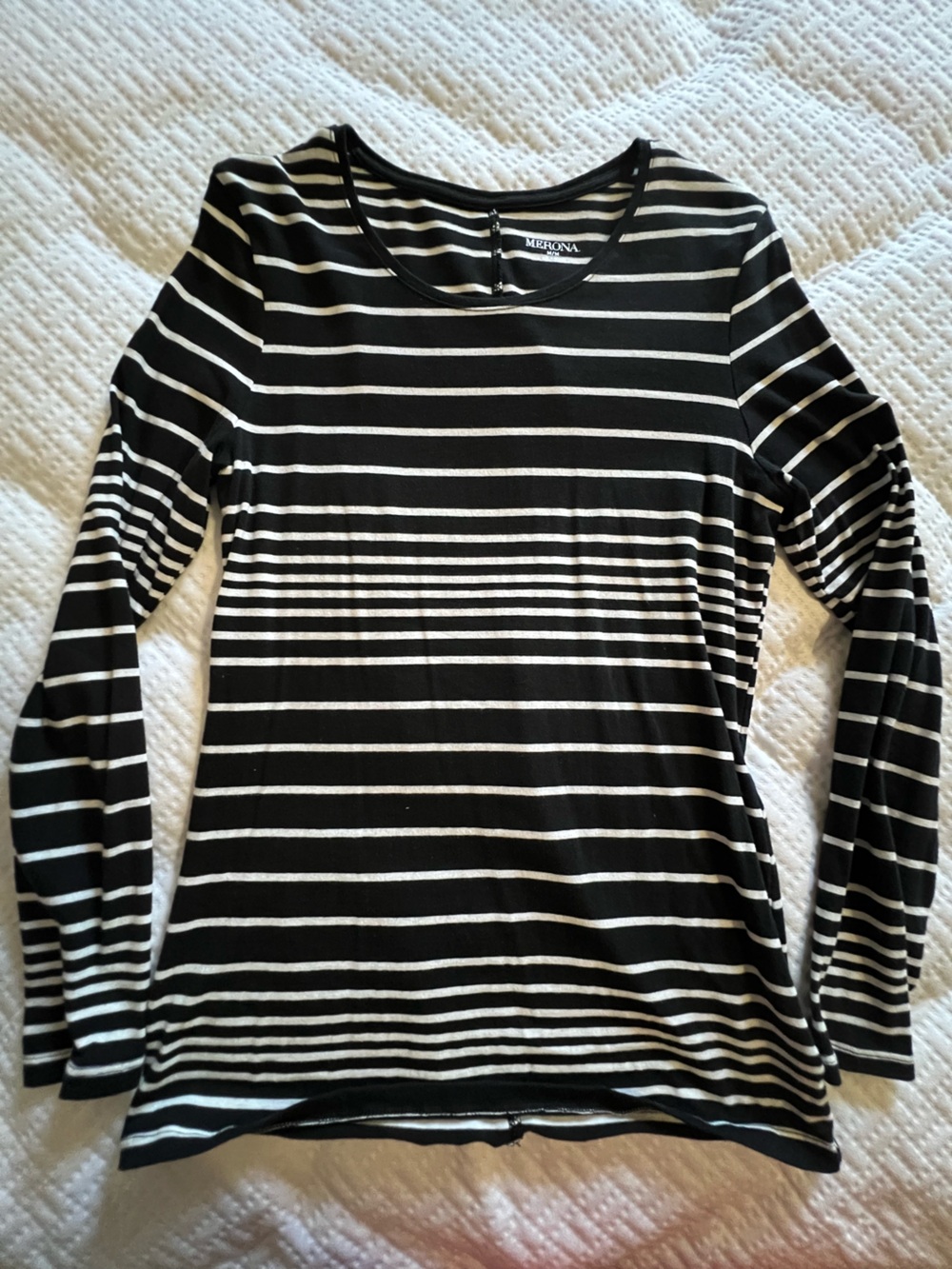 Merona Black & White Striped Long-Sleeve Tee